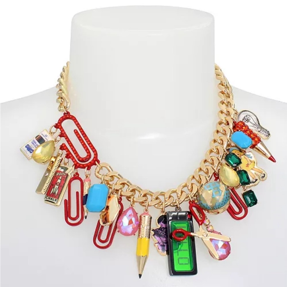 Betsey Johnson Back To School Charm Necklace